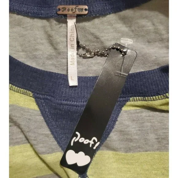 Poof! Sweater, JUNIORS Large Striped shirt sweater sweatshirt NEW with tags - Picture 6 of 6